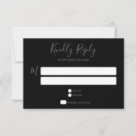 Typografie Gray Black Wedding RSVP Karte