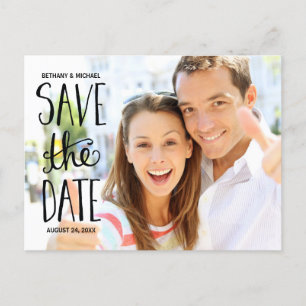 Typografie-Handbeschriftungs-Foto Save the Date Ankündigungspostkarte