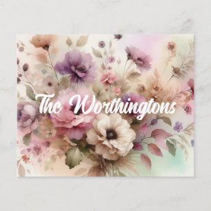 Typografie Herbstlaube und Blume Aquarell