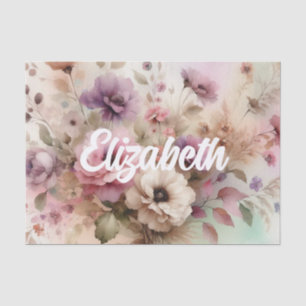 Typografie Herbstlaube und Blume Aquarell Seidenpapier