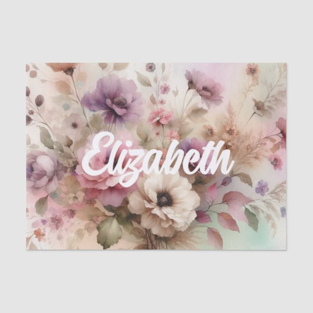 Typografie Herbstlaube und Blume Aquarell Seidenpapier (Vorderseite)