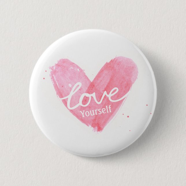 Typografie-Herz der Selbstachtungs-Liebe-sich Button (Vorderseite)