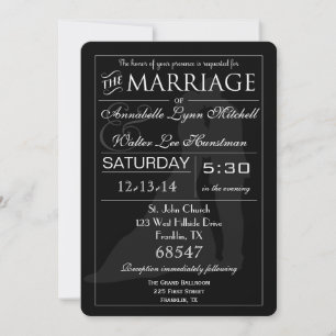 Typografie Hochzeit Paar Schwarz & Weiß Einladung