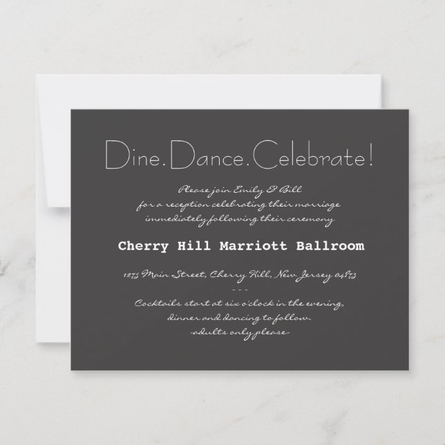 Typografie Hochzeitseinladung Empfang Card Einladung (Vorderseite)