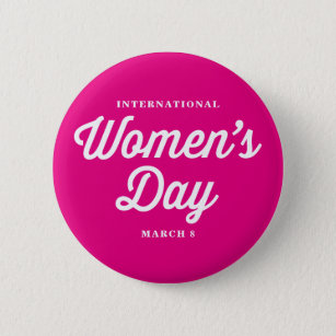 Typografie I der rosa internationalen Frauen Tages Button