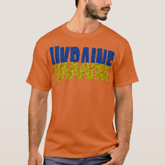 Typografie in Blauen Gelbblüten Ukraine T-Shirt
