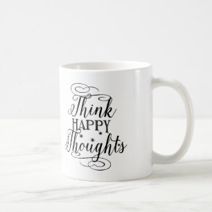 Typografie-Kaffee-Tasse, denken glückliche Kaffeetasse