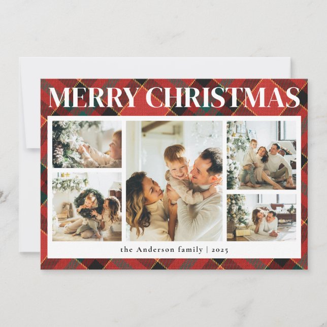 Typografie Karierte FotoCollage Weihnachten (Vorderseite)