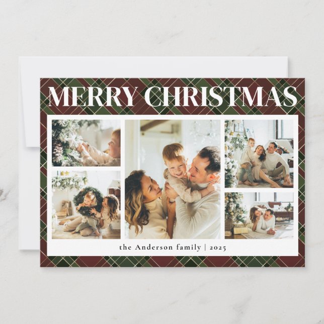 Typografie Karierte FotoCollage Weihnachten (Vorderseite)