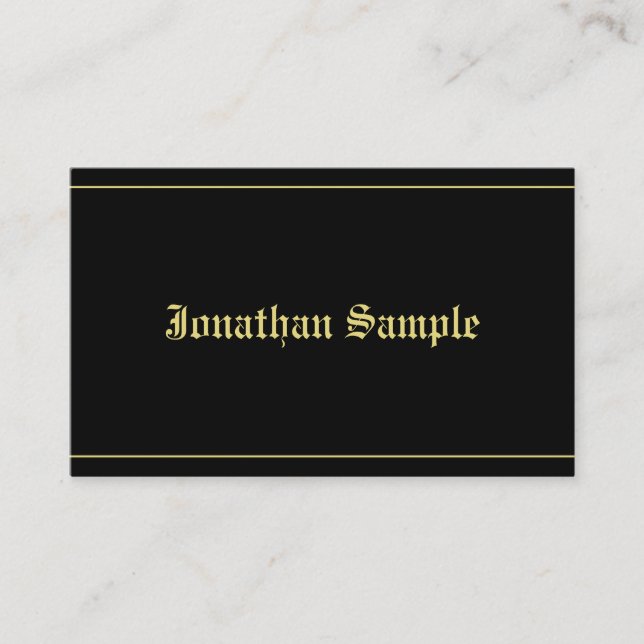 Typografie Klassischer alter Schriftart Schwarz-Go Visitenkarte (Vorderseite)