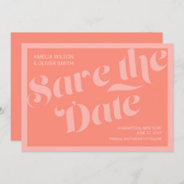 Typografie Korallenlachs Save the Date geblüht