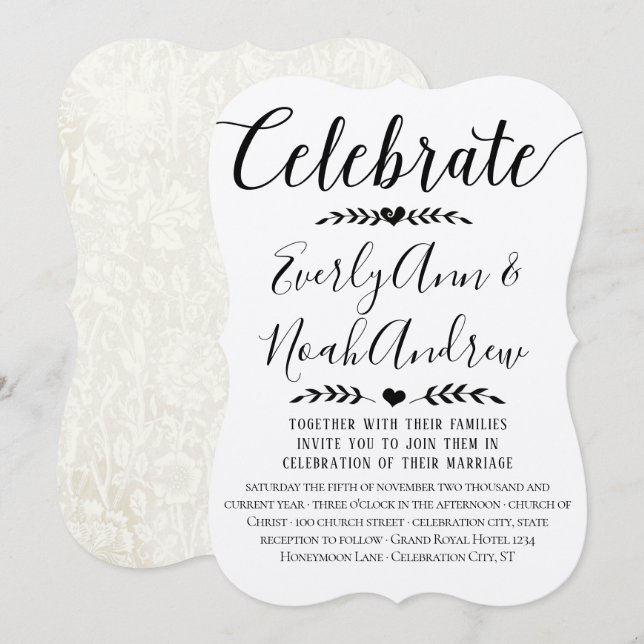 Typografie Kraft Paper Wedding Einladungen (Vorne/Hinten)