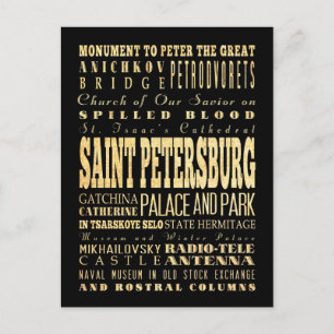Typografie-Kunst aus St. Petersburg, Russland Postkarte