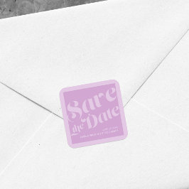 Typografie Lavender Lilac Save the Date geblüht Quadratischer Aufkleber