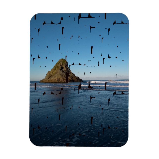 Typografie LIEBE Custom Seascape Foto Magnet (Vertikal)