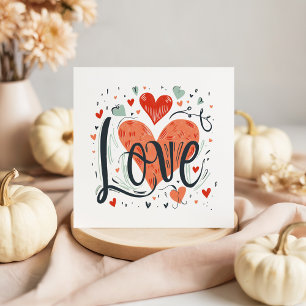 Typografie Liebesherzen Valentinstagskarte Mitteilungskarte