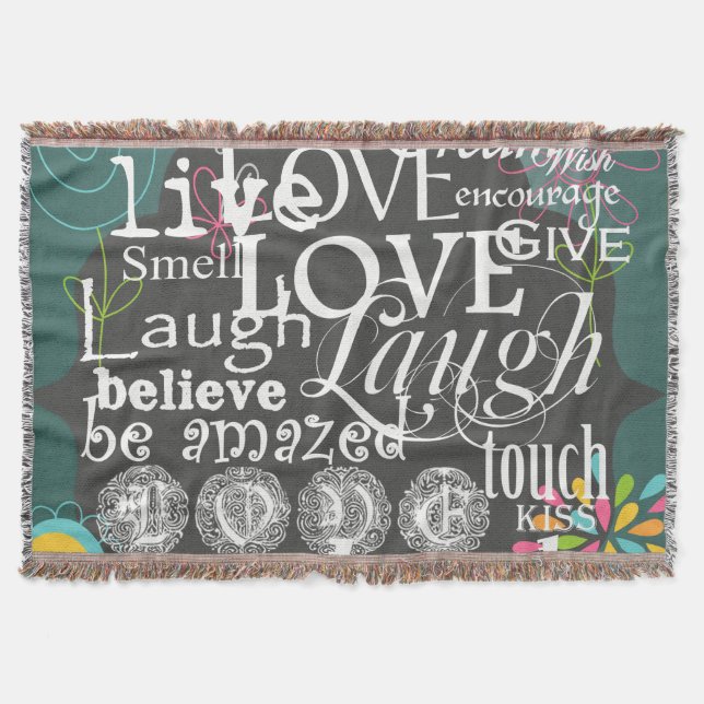 Typografie Live und Lachen-Wurf Decke (Vorderseite)