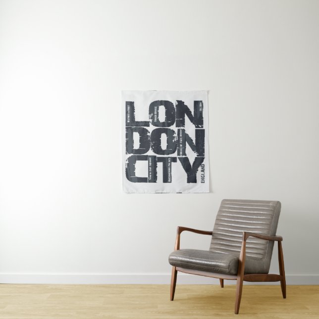 Typografie Londons, England Wandteppich (Beispiel)