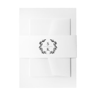 Typografie Lorbeerkranz Monogramm Hochzeit Einladungsbanderole
