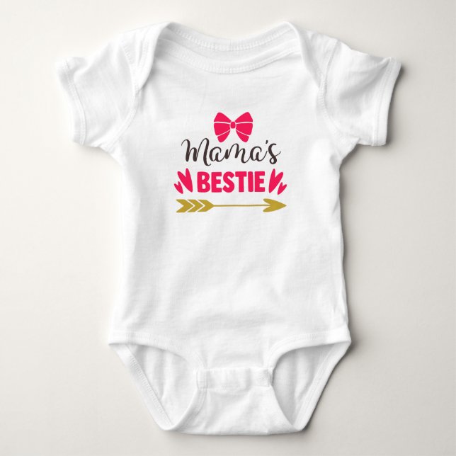 Typografie "Mama's Bestie" Pink Girly Baby Glam Strampler (Vorderseite)