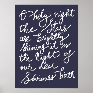 Typografie-Marine-Blau-Weihnachten O heilige Poster