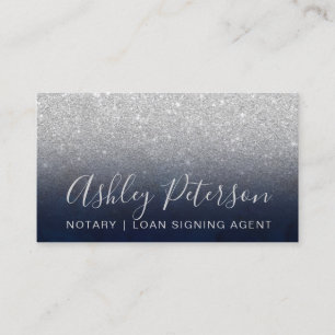 Typografie-Marineblau-Silber-Glitter des Notars Visitenkarte