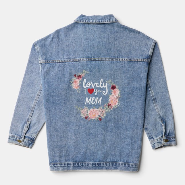 Typografie, maßgeschneidert, Blume lieblich Mama Jeansjacke (Rückseite)