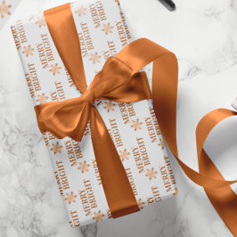 Typografie Merry & Bright Gold weiße Weihnachten Geschenkpapier