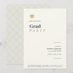 Typografie Minimalistisch Beige Gold Graduation Pa Einladung