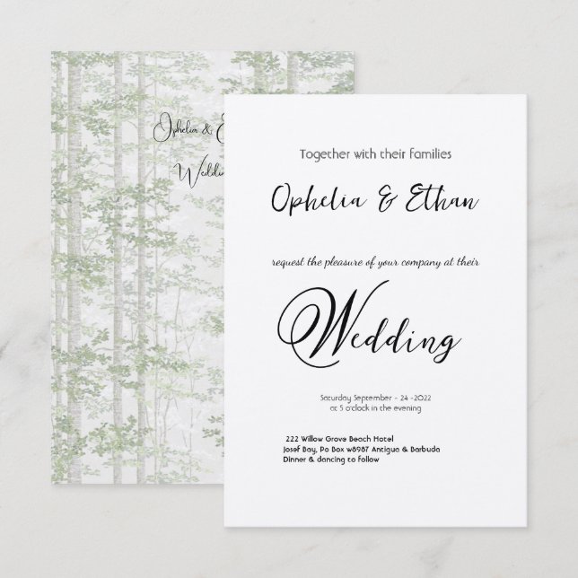 Typografie - Minimalistische Hochzeitseinladung Einladung (Vorne/Hinten)