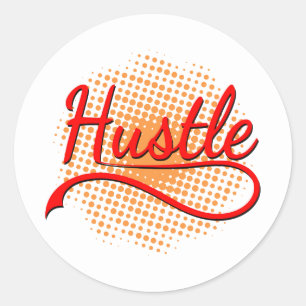 Typografie mit Orange Vortex Runder Aufkleber