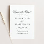 Typografie mit schwarzer Klassik Save The Date<br><div class="desc">Mit dieser eleganten Save the Date-Karte verkünden Sie Ihr Hochzeitstag. Es enthält ein skurriles Skript und klassische Typografie. Personalisieren Sie dieses Skript Save the Date,  indem Sie Ihre Daten hinzufügen. Diese Save the Date-Dates-Ankündigungskarte eignet sich für jede Hochzeitsfeier oder Hochzeitszeit.</div>