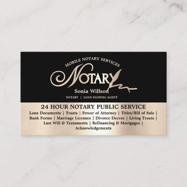 Typografie Mobile Notary & Loan Signing Agent Law Visitenkarte (Vorderseite)