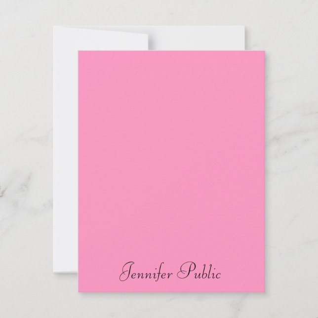 Typografie Modernes Minimalistisches Template Rosa Mitteilungskarte (Vorderseite)