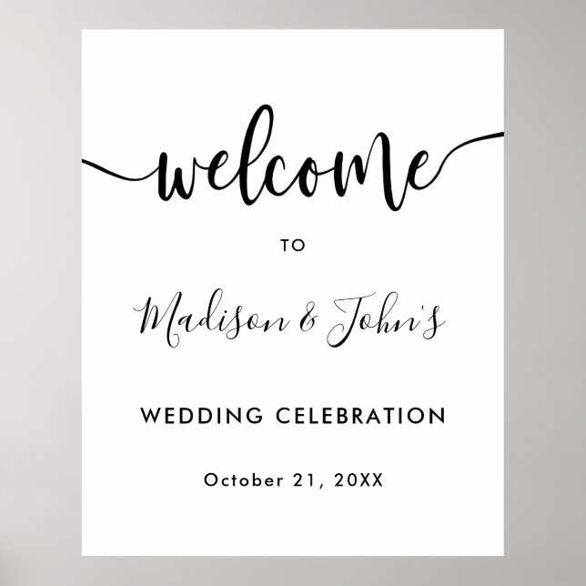 Typografie Monochrome Wedding Bridal Begrüßungszei Poster (Vorne)