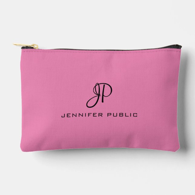 Typografie Monogram Vorlage Stilvoll rosa Zubehörtasche (Vorderseite)