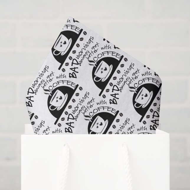 Typografie | Morgens besser mit Kaffee Seidenpapier (Geschenktüte)