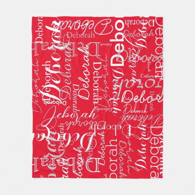 Typografie Muster White Names Red Fleece Blanket (Vorderseite)