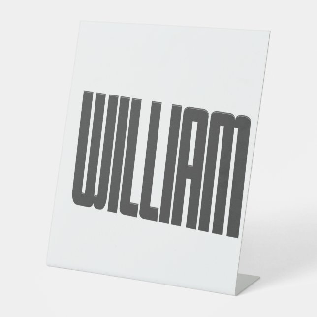 TYPOGRAFIE NAME TAG WILLIAM SOCKELSCHILD (Vorderseite)