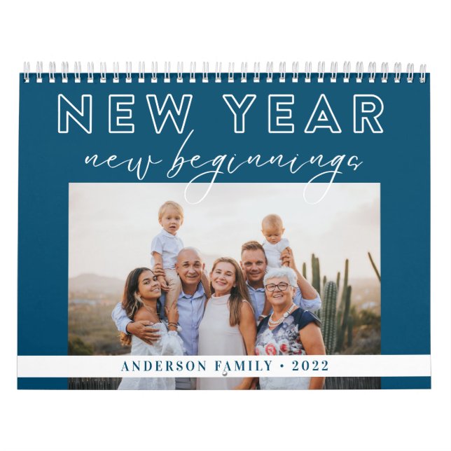 Typografie Neujahr Neubeginn Aquamarines blaues Fo Kalender (Titelbild)