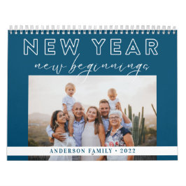 Typografie Neujahr Neubeginn Aquamarines blaues Fo Kalender