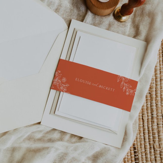 Typografie Orange Floral Wedding Invite Bly Band (Von Creator hochgeladen)