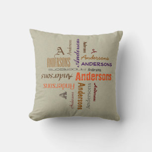 Typografie Personal Name Collage Familie Farbe Kissen