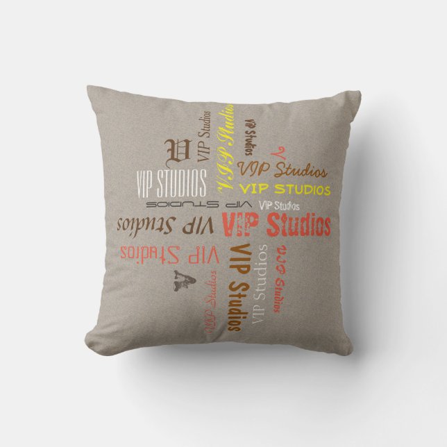 Typografie-persönlicher Namen-Collage auf Kissen (Vorderseite)