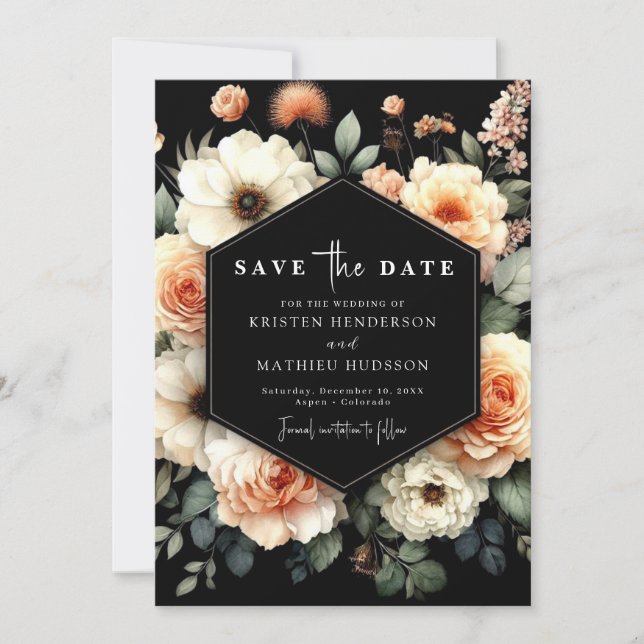 Typografie-Pfirsichhochzeit Save The Date (Vorderseite)