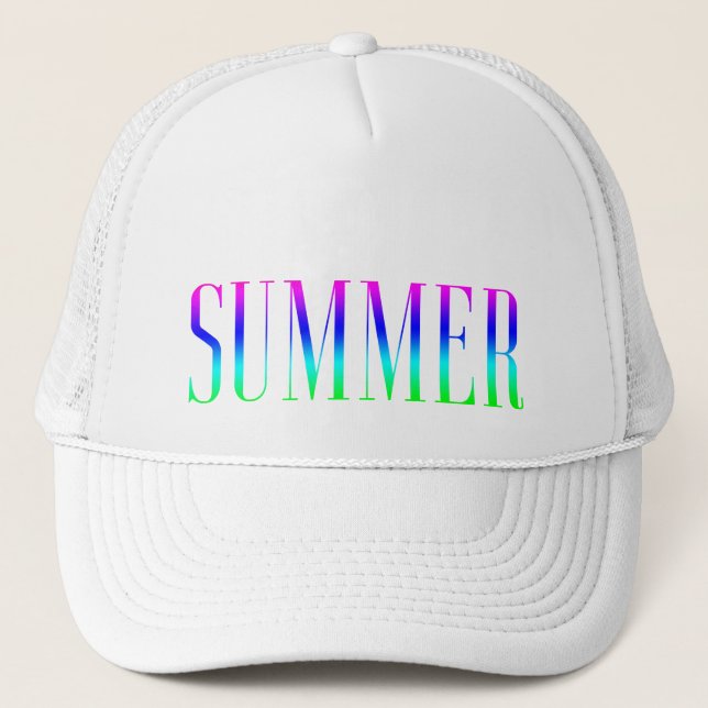 Typografie Pink Blue Turquoise Rainbow Text Summer Truckerkappe (Vorderseite)