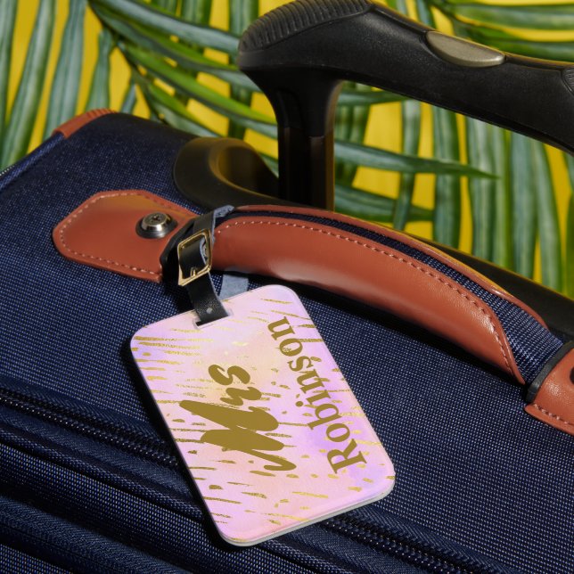 Typografie Pink und Gold Gepäckanhänger (Vorderseite Insitu 1)