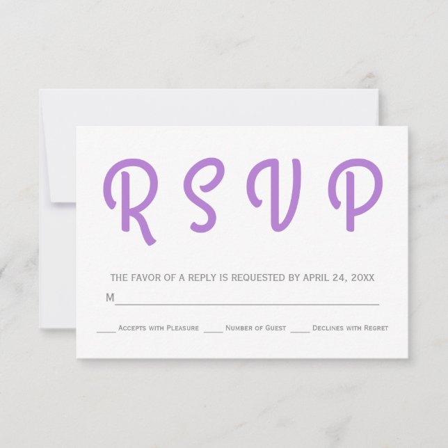 Typografie polka dot lavender weded RSVP Karte (Vorderseite)