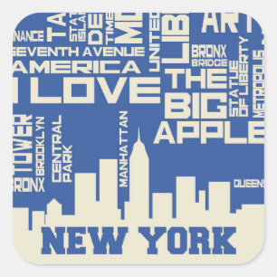 Typografie-Poster in New York Quadratischer Aufkleber