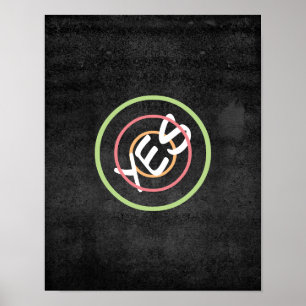 Typografie Poster ja auf Holzkohle grau